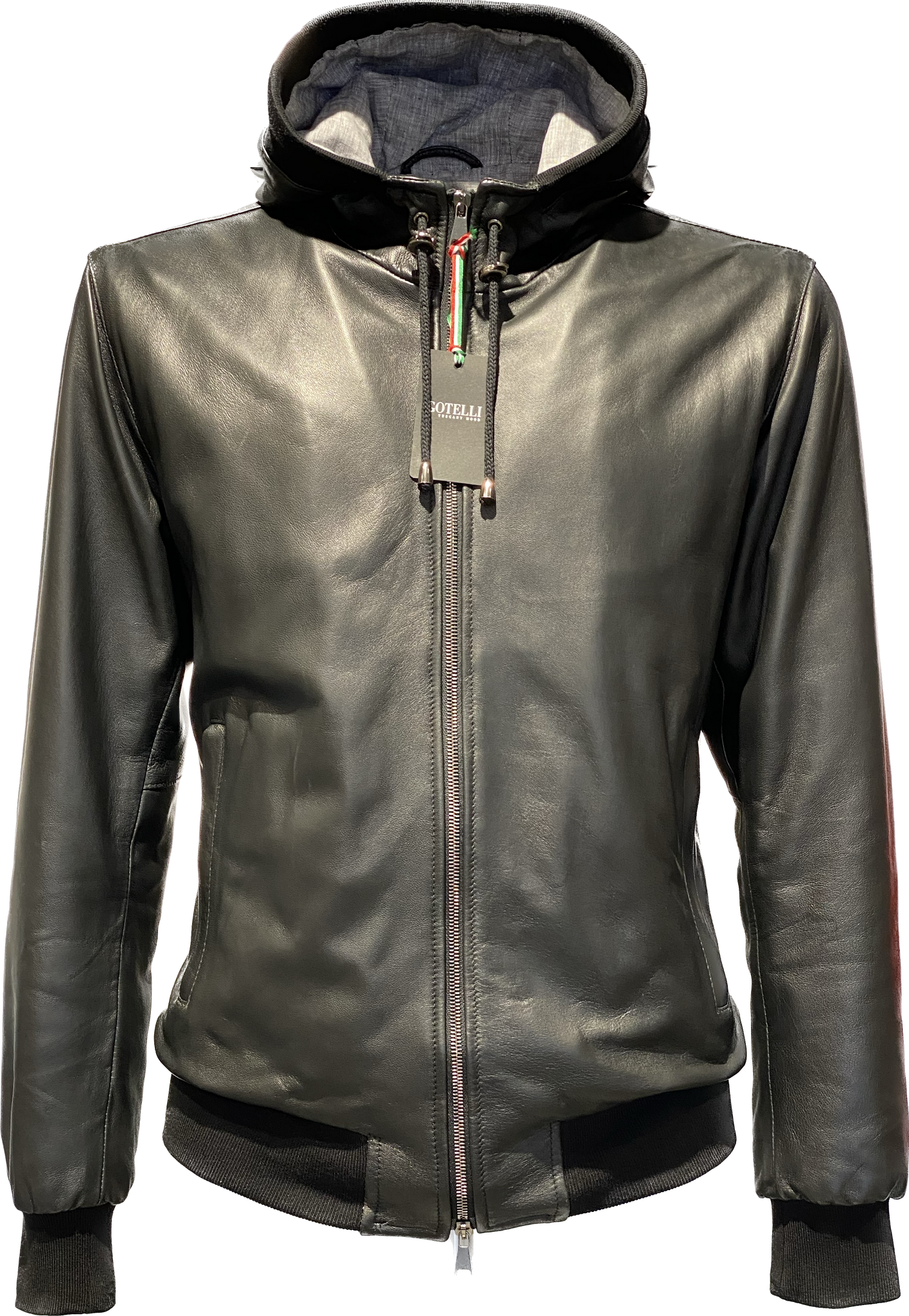 Giacca di sales pelle con cappuccio